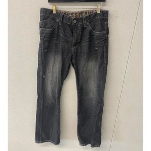 Express Distressed Wash Low Rise Boot Cut Jeans